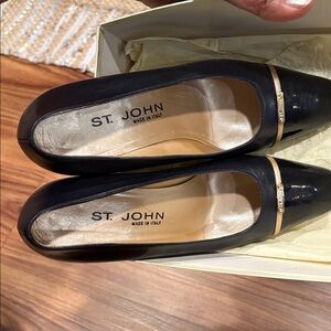 St. John Black Heels with Gold Accent
